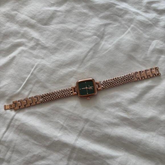 Other Accessories - Women’s Rose Gold Square Watch Green Dial Luxury Mesh Band Elegant Waterproof